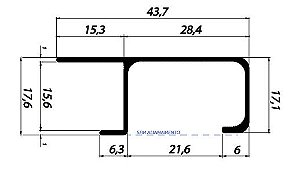 Perfil De Alumínio Puxador Duplo C/ Encaixe 15Mm - Barra Com 6Mts (Mv-086)