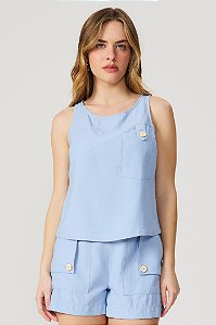 Blusa azul céu