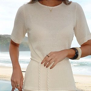 blusa alongada baunilha