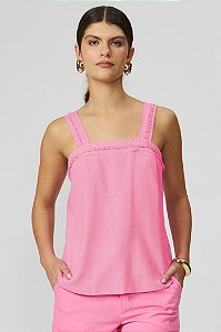 blusa rosa decote quadrado