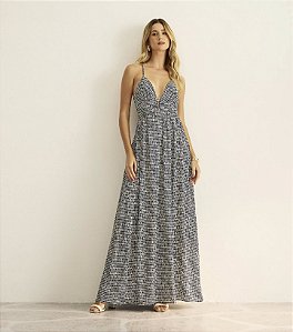 vestido longo estampado