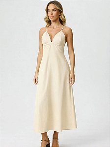 vestido evasê alça