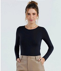 Body Preto Manga Longa Comfort