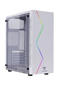 Gabinete Gamer Rgb Mid Tower T-Dagger P03w Branco Acrílico