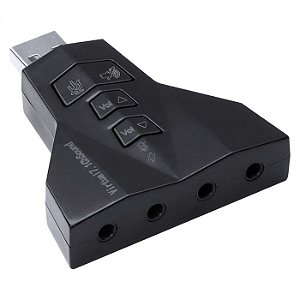 Placa De Audio Usb 7.1 4 Portas P2 Externo Pc Ps3 Notebook