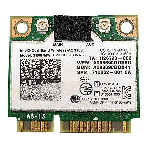 Placa Wifi Dual Band 5Ghz Intel Wireless Ac 3160 3160hmw