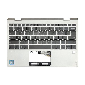 Carcaça Superior Com Teclado Ingles Notebook Lenovo Yoga 720-12ikb Prata Com Furo Biometria