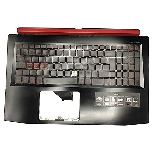 Carcaça Base Com Teclado Notebook Acer Nitro 5 An515-51 ap211000610 Preto e Vermelho com Detalhes