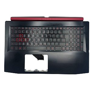 Carcaça Base Superior Teclado RetroIluminado Pt-Br Notebook Acer Nitro AN515-51 52 53 41 42 Ap211000610 Preto e Vermelho