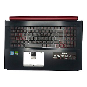 Carcaça Base Superior Com Teclado Ingles Retroiluminado Notebook Acer Nitro 5 AN517-51 Ap2k4000901 Preto e Vermelho