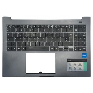 Carcaça Base Com Teclado Pt-br Notebook Samsung Np550xda Cinza Escuro Com Detalhe Sem Touchpad