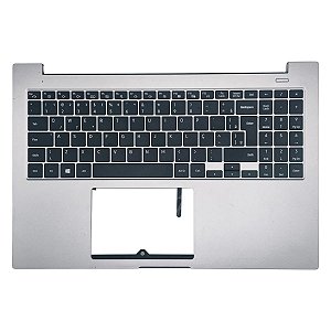 Carcaça Base Com Teclado Pt-br Notebook Samsung Np550xcj Prata Com Detalhe