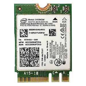 Placa Wireless Wifi Dual Band 5ghz Notebook Intel 3165ngw