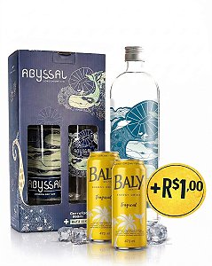 Gin Abyssal 950ml + Refil 1L + 2x Baly Tropical 473ml por apenas +R$1