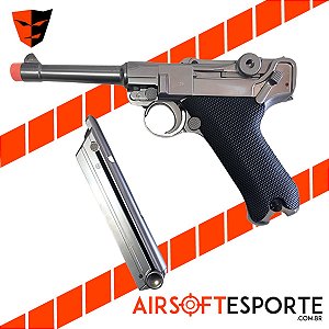 Pistola de Airsoft We Gbb Luger P08 Gbb 4" Silver