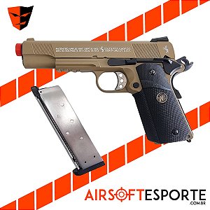 Pistola de Airsoft GBB We 1911 Meu Rail Tan