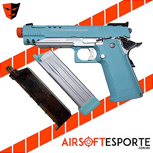 Pistola de Airsoft GBB G&G GPM1911 Macaron Blue Edição Limitada