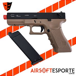 Pistola de Airsoft GBB Kjw Glock Kp-18ms Metal Slide Tan