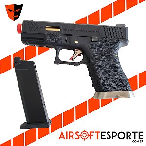 Pistola de Airsoft GBB WE Glock G19 T01 Preto