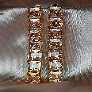 Brinco Riviera G Zircônias Champanhe Banhado A Ouro