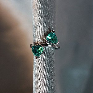 Piercing Fake Dois Corações Verdes Ródio Branco