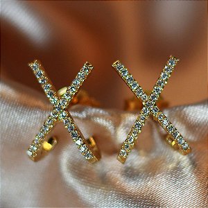 Brinco “X” em Microzircônias Ouro