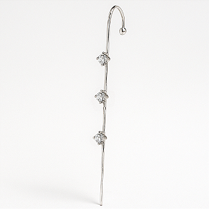 Piercing Transversal com 3 Pontos de Luz Banhado A Ródio Branco