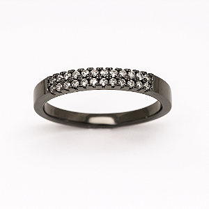 Anel Aparador Luxo Cravejado Banhado A Ródio Negro