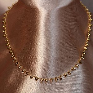 Colar Choker Mini Esferas Ouro