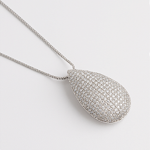 Colar Maxi Gota Cravejada em Microzircônias Banhado A Ródio Branco