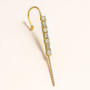 Piercing Transversal Com 7 Zircônias Banhado A Ouro