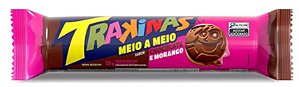 Biscoito Trakinas Meio a Meio Recheio Chocolate Branco/Morango 126g