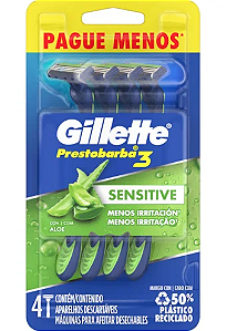 Aparelho de Barbear Gillette Prestobarba3 Sensitive Leve 4 Pague 3