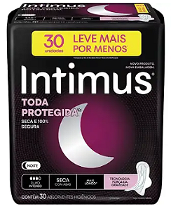 Absorvente Intimus Toda Protegida Noturno Cobertura Seca com Abas - 30un