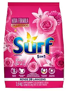Lava Roupas em Pó Surf Rosas e Flor-de-Lis Pacote 1,6 Kg