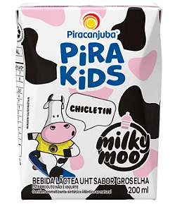 Bebida Láctea UHT Milky Moo Chicletin Pirakids Piracanjuba 200ml