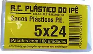 Saco Sacole 5x24 Geladinho IPE Saquinho 100 unidades