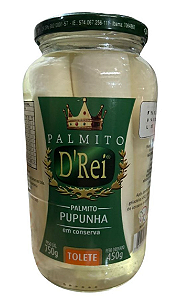 Palmito Pupunha Inteiro D'Rei Vidro de 450G
