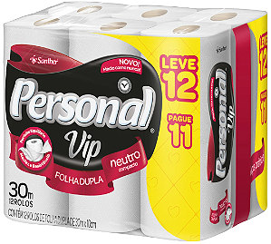 Papel Higiênico Personal Vip Folha Dupla 30m Leve 12 Pague 11