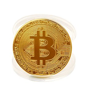 Moeda Decorativa Bitcoin - Dourada