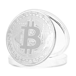 Moeda Decorativa Bitcoin - Prata