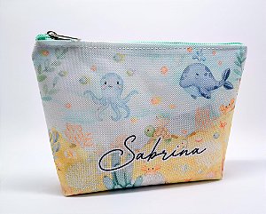Necessaire Tema Fundo do mar aquarela