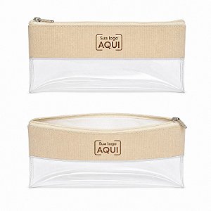 Necessaire Personalizada Nylon e PVC Cristal 22x12cm - Slim