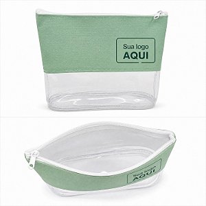 Necessaire Personalizada Nylon com PVC Transparente 22CM