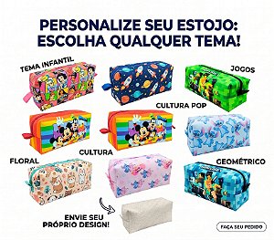 Necessaire Média Personalizada Lembrancinha de Festa (Qualquer Tema) - 10 un