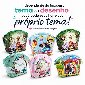 Necessaire Meia Lua Personalizada Qualquer Tema Infantil - Kit 10 Unidades