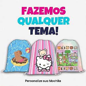 Mochilinha Saco Personalizada Qualquer Tema Infantil 30X40 - Kit 10 Unidades