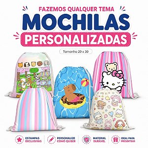 Mochilinha Saco Personalizada Qualquer Tema Infantil 20X30 - Kit 10 Unidades