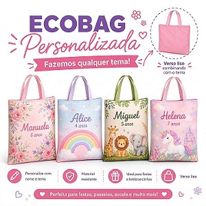 Sacola Ecobag Personalizada Tecido Oxford Lembrancinha de Festa - 10 un