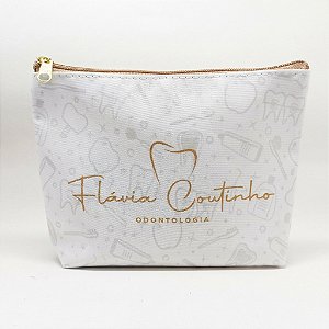 Necessaire Personalizada Nylon Resinado Premium 20x15cm -Branca
